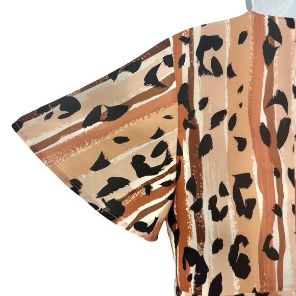 Hutch Anthropologie Blaise Brown Tan Leopard Motif Wrap Mini Dress sz S NEW Tags - Picture 12 of 12